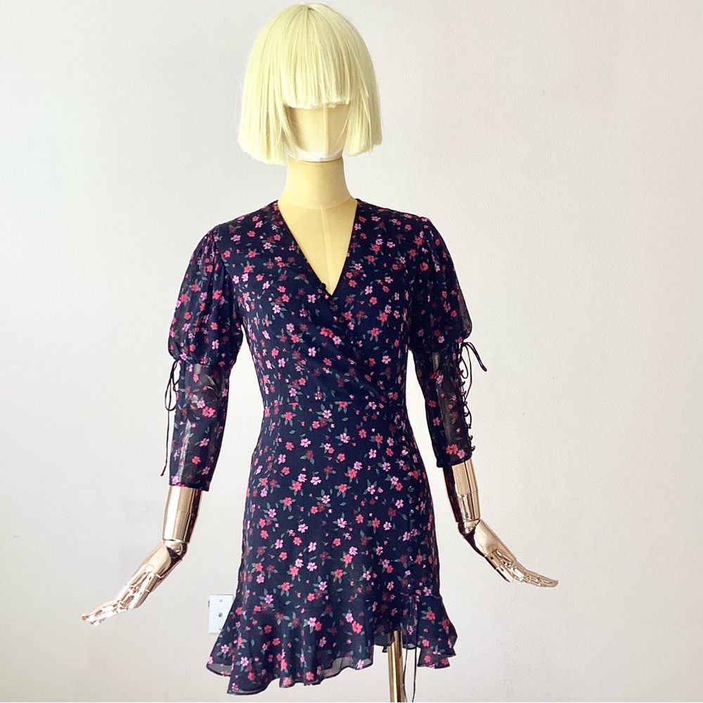For Love And Lemons Floral V Neck Mini Dress SZ XS